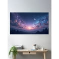 thumbnail image 2 of Crescent Moon And Stars Over Mountain Night Sky Poster Wall Art, Modern Wall Decor, 24x36 UNFRAMED, 2 of 2