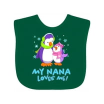 Inktastic My Nana Loves Me Cute Penguins Girls Baby Bib