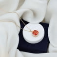 thumbnail image 3 of Rosec Jewels Lab Grown Orange Sapphire Pendant Necklace with Diamond Halo (9 Carat Cushion Cut, AAAA Grade) - with Jewelry Box, 14K Yellow Gold, 3 of 7