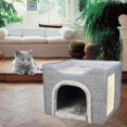 thumbnail image 3 of Cama para gatos Zulema Resistente a los arañazos plegable gris casa de cama de gato, 3 of 7