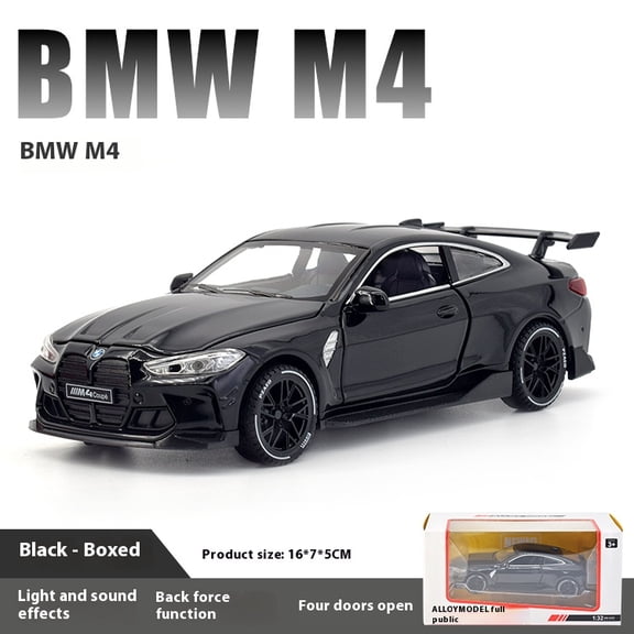 1:32 BMW M4 Coupe Sports Car Alloy Die Casting Metal Model Sound & Light Pull Back Toy Trendy Collect Ornament Boys Toy Present