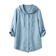 thumbnail image 5 of Abomasnow Roll Up 3/4 Sleeve Hoodies for Women Lightweight Button Down Business Shirts UPF 50+ UV Sun Protection Outdoor Shirts, 5 of 9