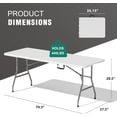thumbnail image 3 of 6 Foot Folding Table, Portable Outdoor Foldable Table w/Carrying Handle, Foldable White Tables for Camping Picnic Parties Indoor Events, 3 of 14