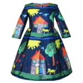 thumbnail image 1 of Robe Fille Maison Imprimé Arbre Dessin Animé Manches Longues Robe d'Hiver 8 Ans, 1 of 6