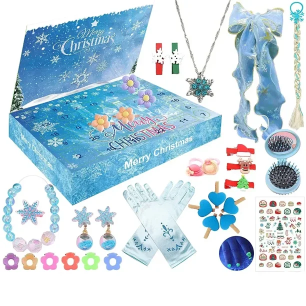 2024 Christmas Advent Calendar Gift Box for Girl Kids DIY Jewelry Hairpin Toy 24Days Countdown Calendar New Year Christmas Gifts