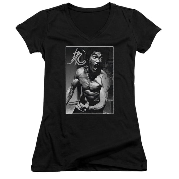 Bruce Lee Focused Rage Junior Women's T-Shirt V-Neck Black