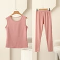 thumbnail image 2 of Htigea Women's Thermal Underwear Set Crew Neck Tank Top and Elastic Waist Pants Long Johns Base Layer for Women Pink XXXL, 2 of 3