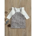 thumbnail image 2 of Bagilaanoe 2Pcs Newborn Baby Girls Overall Dress Set Long Sleeve Ruffle Romper Tops + Leopard Suspender Skirt 6M 12M 18M 24M Outfits, 2 of 8