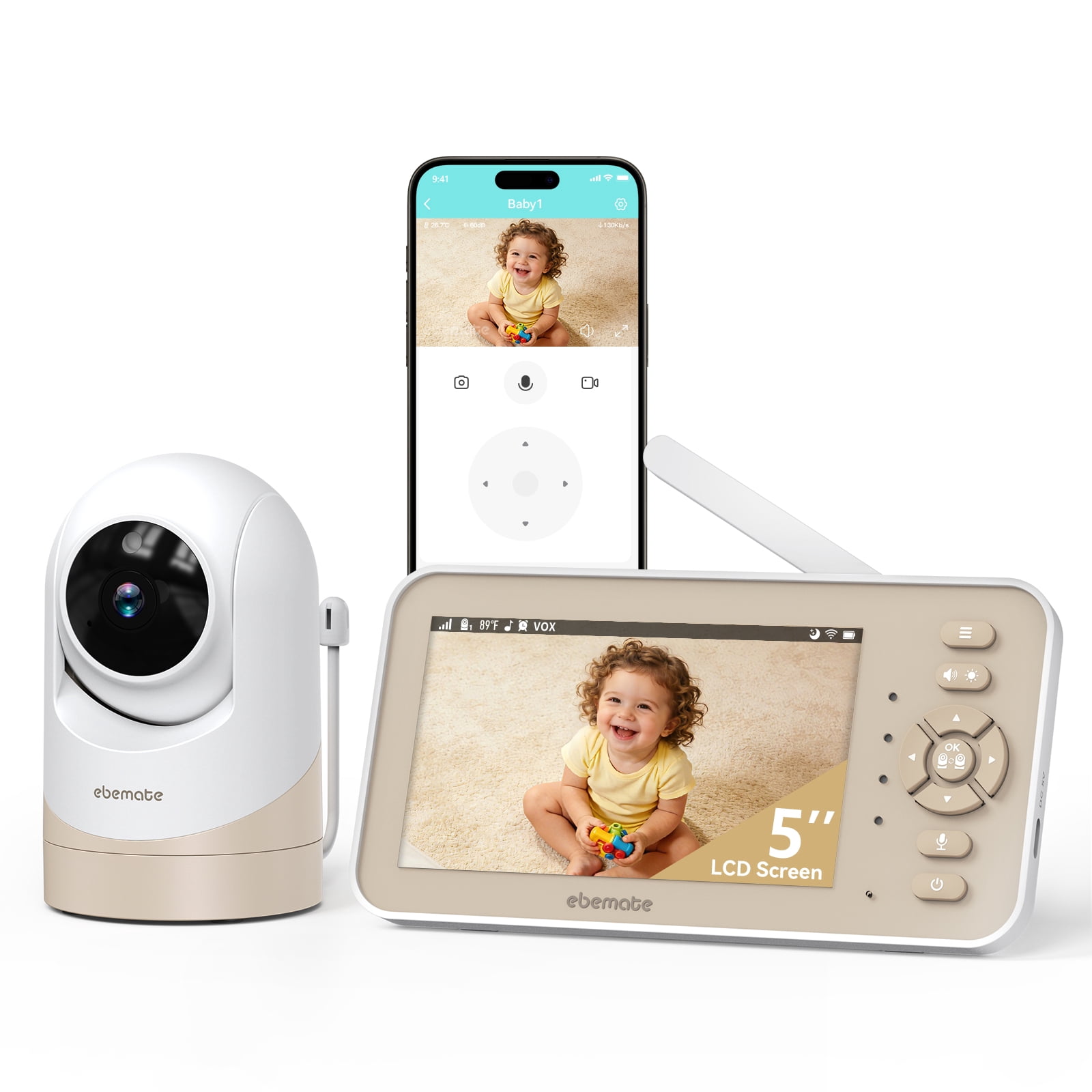 Sense-U Smart 3+Camera Baby Monitor, Sleep & Health Tracker, 1080p 