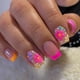 thumbnail image 1 of Uñas postizas cuadradas con punta francesa corta, uñas postizas rosas con diseños de flores de colores, uñas acrílicas brillantes, uñas postizas bonitas para primavera y verano, uñas adhesivas para mu, 1 of 4