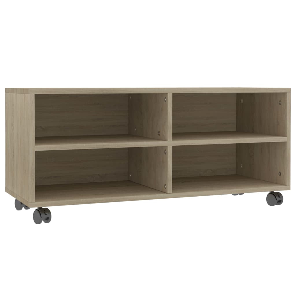 Canddidliike Modern Consoles Table with Lockable Wheels for Media storage, DVDs, Book Display - Sonoma Oak