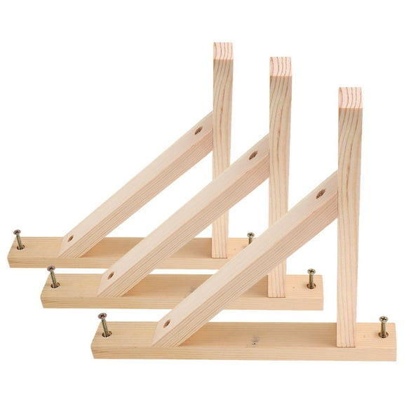 FRCOLOR 3 Pcs Triangle Wood Shelf Bracket Wall Mount Wall Sconce Pendent Lamp Bracket Decorative Wood Brace Wooden Floating Shelf Supports