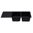 thumbnail image 4 of Pemberly Row Black 46" Double Bowl Granite Composite Kitchen Sink w/ Drainboard, 4 of 9