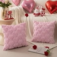 thumbnail image 2 of 2-pack Valentines Pillow Covers 18x18 inch Pink Heart Soft Plush Faux Fur Jacquard Throw Pillows Covers for Valentines Day Decoration Wedding Holiday Festivals Home Decor, 2 of 4