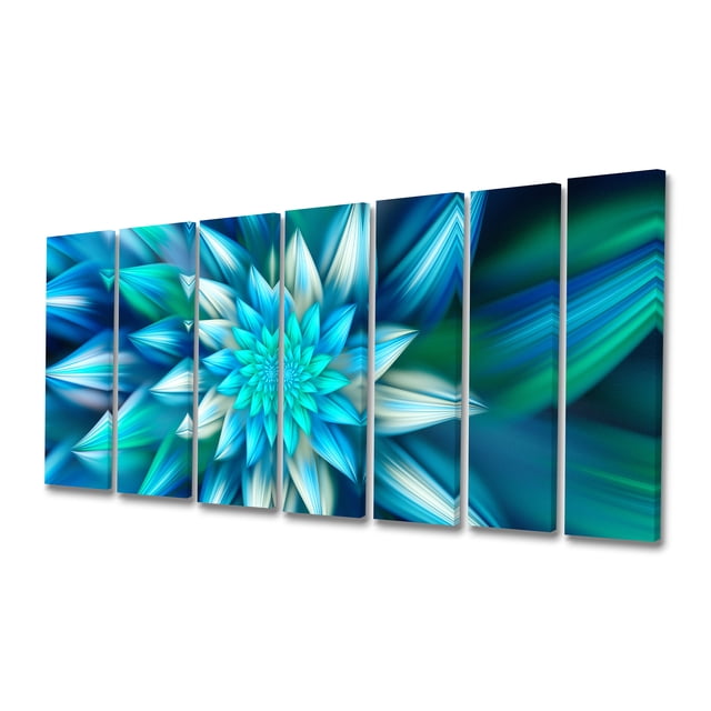 Designart - Grande Fleur Fractale Bleue - Impression sur Toile Florale
