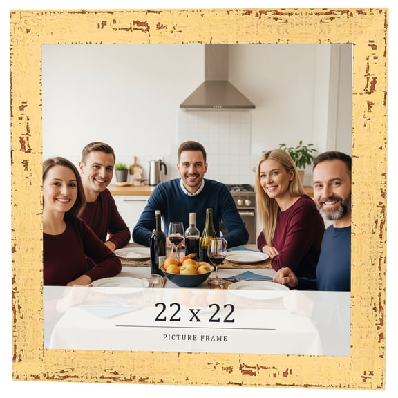 22x22 Frame Yellow Real Wood Picture Frame Width 1.25 inches | Interior Frame Depth 0.5 inches |
