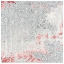 SAFAVIEH Meadow Derbhile Medallion Area Rug, Light Grey/Pink, 6'7" x 6'7" Square