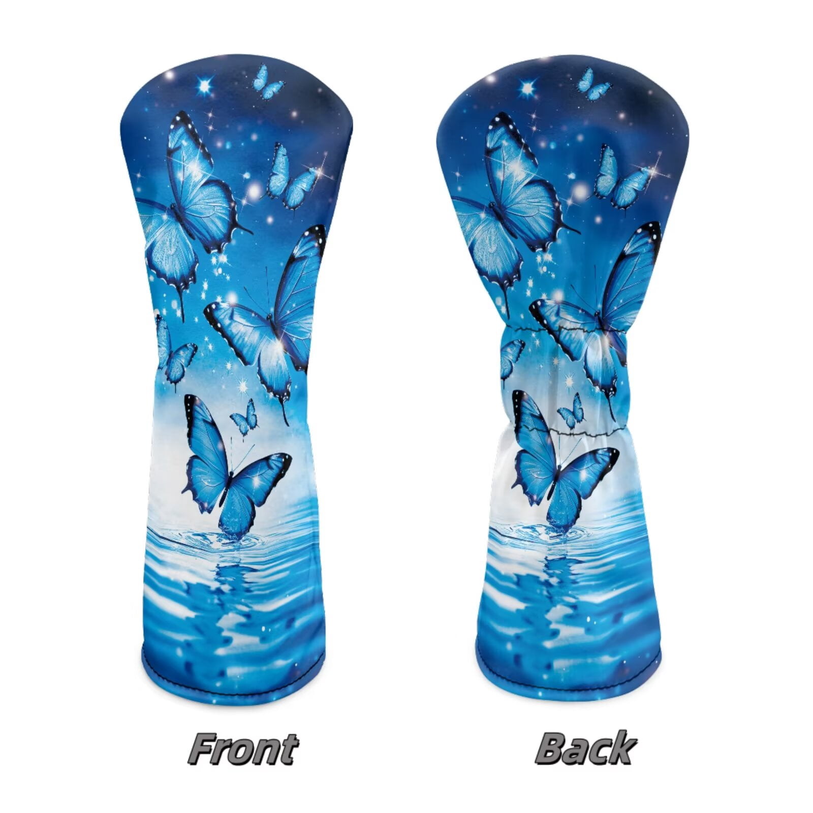 Uorisanigo Golf Club Head Cover 3PCS Set, Driver Headcovers, Fairway Woods Head Covers, Hybrids Headcover, Blue Butterfly Golf Club Covers with Soft Lining for Extra Clubs Protection