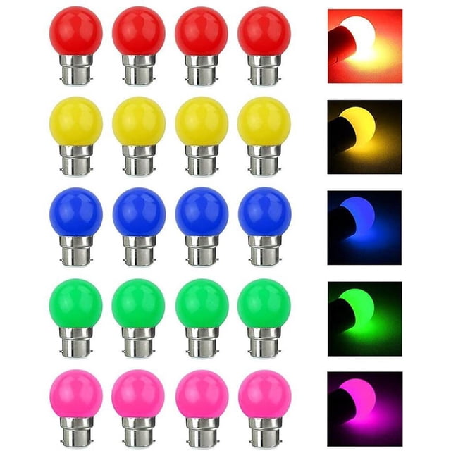 Kearding 20 piezas bombillas LED interesante decoración del hogar lámpara de tamaño pequeño decoración Festival celebración colorido B22 bombilla Iluminación y accesorios Kearding HA036466-00