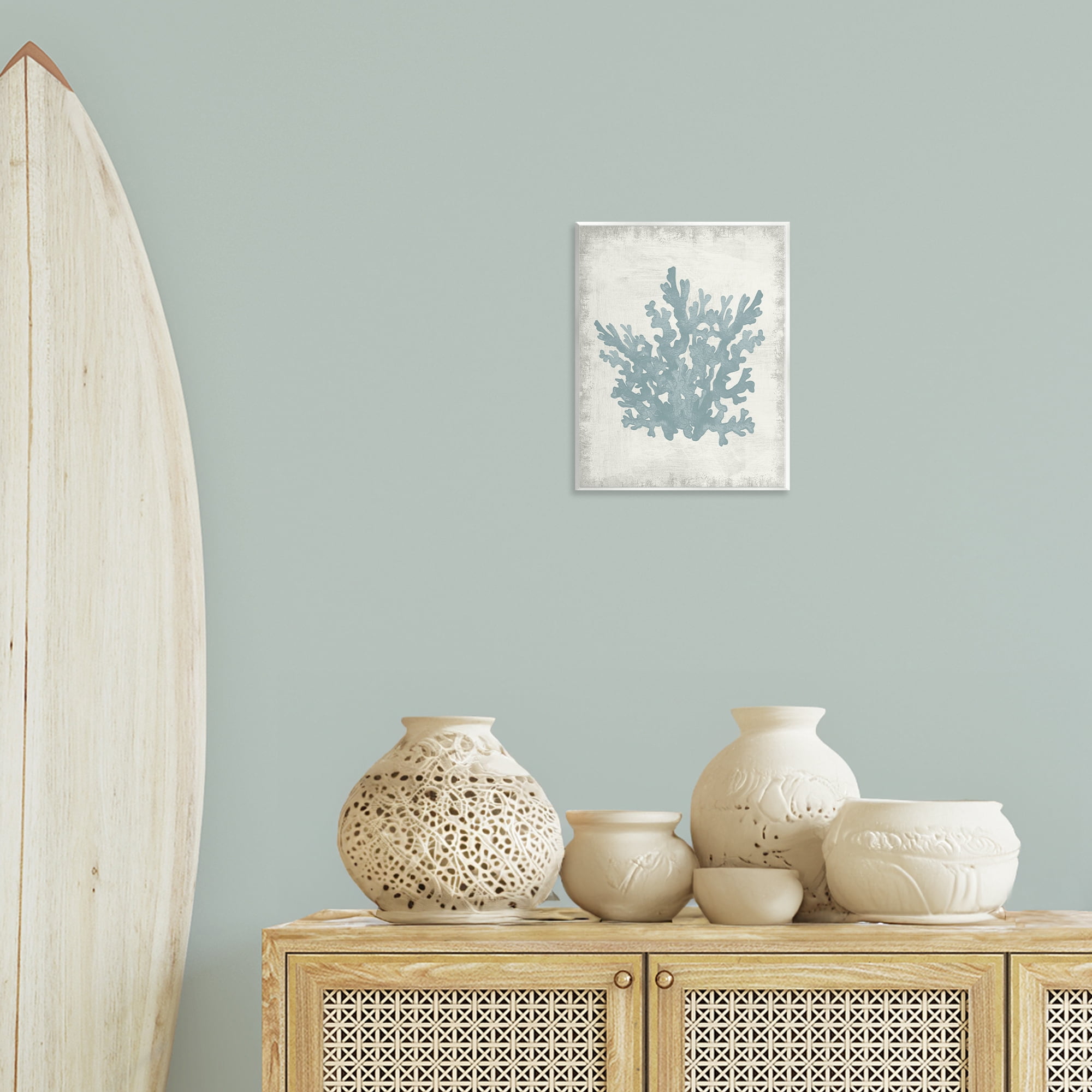 Stupell Industries Blue Coral Silhouette Nautical & Beach Painting Unframed Art Print Wall Art, 11 x 14