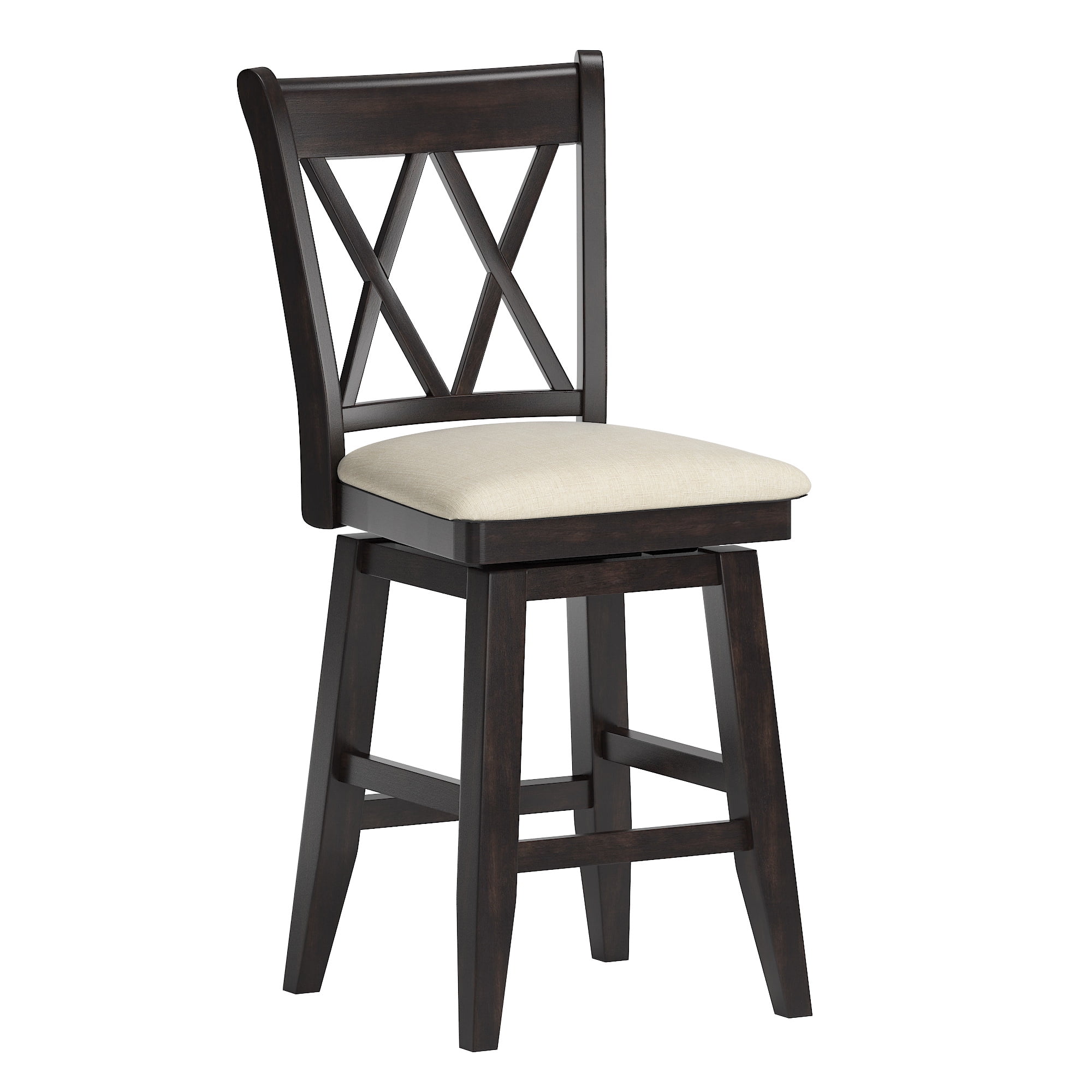 Weston Home Sheena Farmhouse Square Swivel X-Back 24" Counter Height Stool, Antique Black