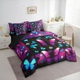 thumbnail image 3 of Castle Fairy Female Men Women Gradient Butterflies Bedding Comforter Set 7pcs,Chic Floral Flowers Queen Bedding Sets Super Cozy,Abstract Ombre Queen Sheet Sets,Luxury Bedroom Decor,Reversible, 3 of 8
