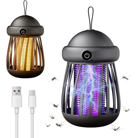 Mosquito Killer Lamp, Rechargeable Electric Fly Killer, 5W Waterproof Bug Zapper, Electric Mosquito Zapper For Indoor And Outdoor, Insect Pest Fly Killer For Home, Camping (Gray)