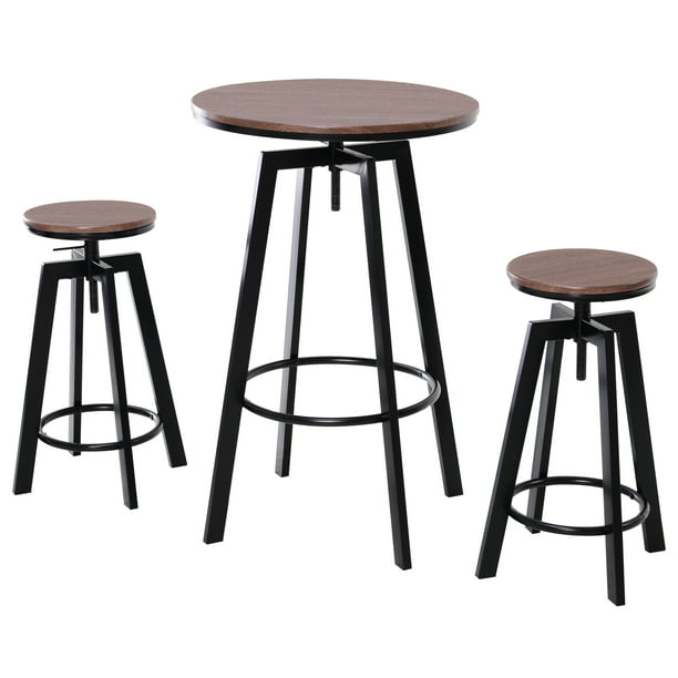 3 Piece Bar Height Adjustable, Small Bistro Table And Chairs Indoor