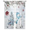 thumbnail image 6 of Blue Snowman Christmas Sheer Curtains 63 Inch Length 2 Panels Set, Semi Transparent Voile Rod Pocket Curtains for Living Dining Room Bedroom Drapes Xmas Tree Ball Snowflake Winter Wooden, 6 of 8