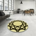 thumbnail image 3 of Ahgly Company Indoor Round Patterned Mustard Yellow Area Rugs, 8' Round, 3 of 6