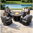 thumbnail image 7 of ALAULM 5 Pieces Aluminum Outdoor Patio Furniture Set, 4 Seats Patio Conversation Sets with 48" Round Propane Fire Pit Table,Metal Furniture Set with Thick Cushion,Grey, 7 of 7