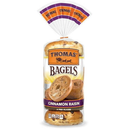 Thomas' Pre-Sliced Cinnamon Raisin Bagels, 6 ct, 20 oz - Walmart.com