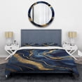 thumbnail image 3 of Designart "Abstract Illusion Blue and Gold Marble II" Abstract Marble Bedding Covert Set - Abstract Blue Modern Bed Set With 2 Shams, 3 of 6