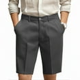 thumbnail image 2 of JTieacloth Mens Classic Chino Short Chino Shorts Men Casual Pleated Front Work Casual Shorts Lightweight Stretch Waist Button Dress Pants With Pockets,Gray, 2 of 4