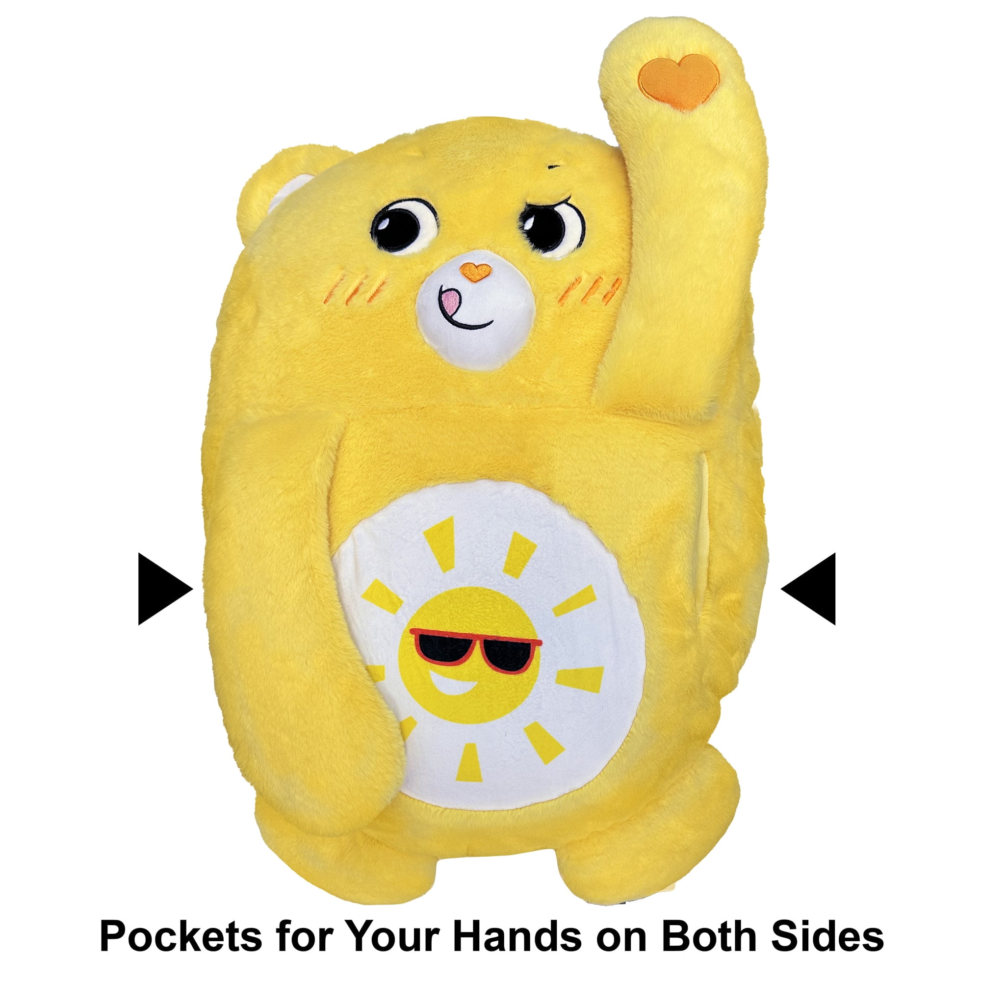 Happy Nappers: Care Bears Pillow Pocket Pal - Funshine Bear - Plush Character Pillow Case, Animal Cover w/ Weighted Paws, Kids Soft Huggable Companion