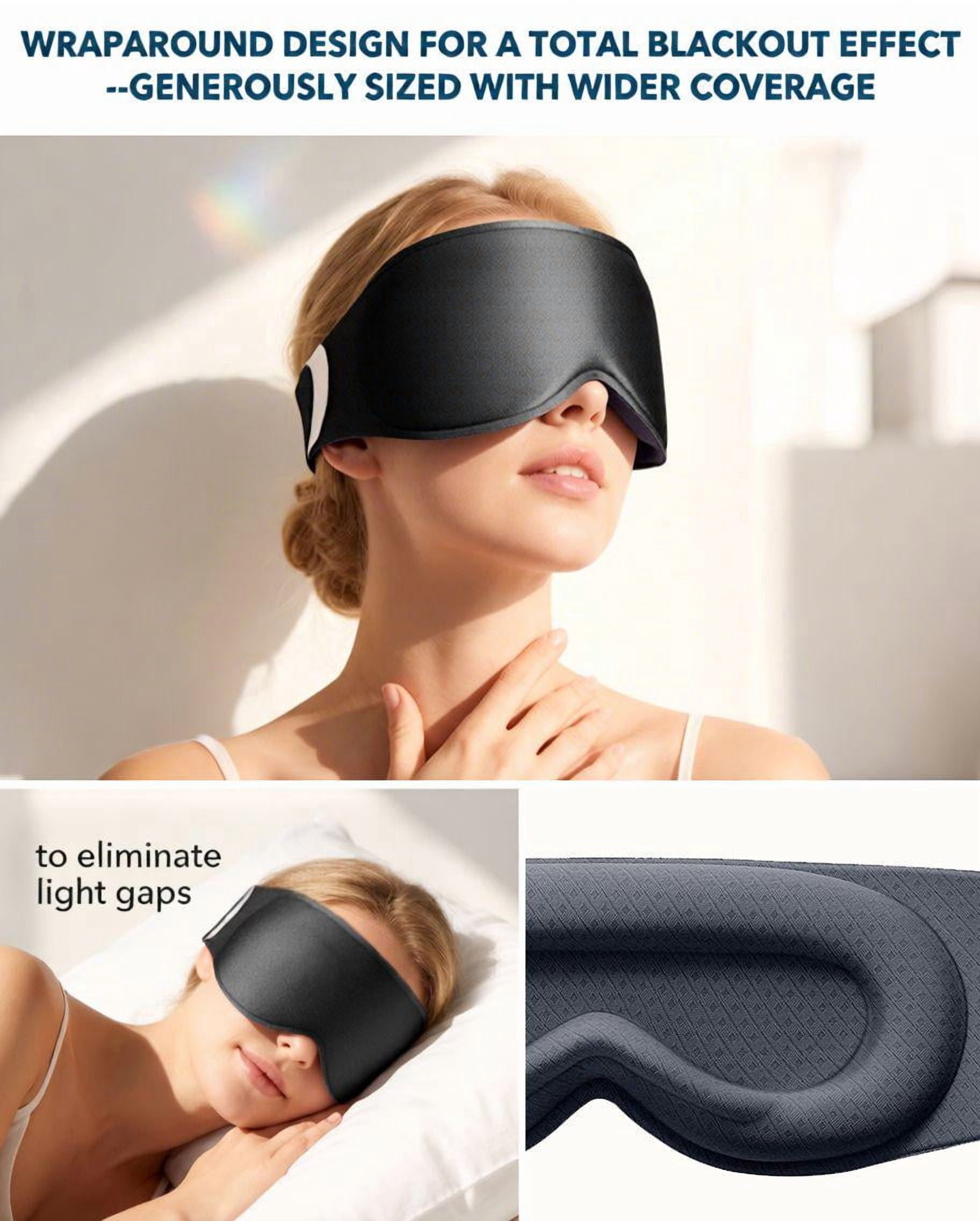 FACEMOON Weighted Sleep Mask 100% Blackout 3D Contoured for Men and Women Restful Sleep Experience Soft Memory Foam Zero Pressure Sleep Comfort Black
