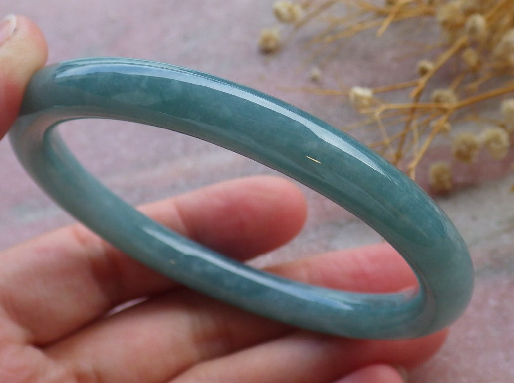 Icy Green Natural A JADE Jadeite Bangle Bracelet 58 mm 685819 TN