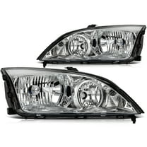 ECCPP Headlight Assembly Fit 2005-2007 for forD FOCUS Pair Headlamps Chrome Housing Clear Reflector 7S4Z13008F