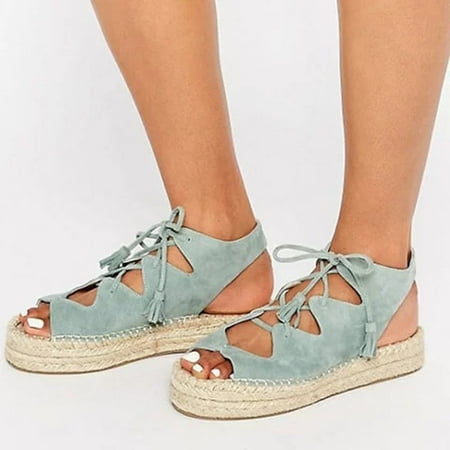 

HIMIWAY Sandals Women Women s Sandals Summer Women s Wedge Open Toe Shoes Fashion Cross-Strap Fish Mouth Sandals Blue 42