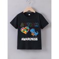 thumbnail image 1 of Camiseta de verano para niño con estampado de dinosaurios y letras: algodón transpirable, informal, cuello redondo y manga corta., 1 of 6