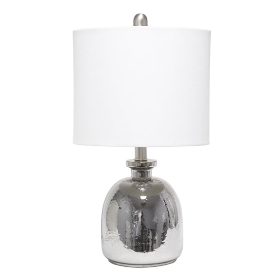 Mod Lighting and Decor Hammered Glass Jar Table Lamp with Drum Shade - 20" - White and Silver