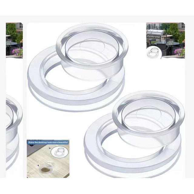 Paquete de 2 juegos de anillos y tapas para sombrilla de mesa de patio, juego de tapones y tapas (transparente)