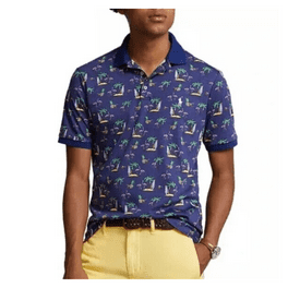 Polo Ralph Lauren Mens Classic Fit Mesh Polo Shirt, Black,S