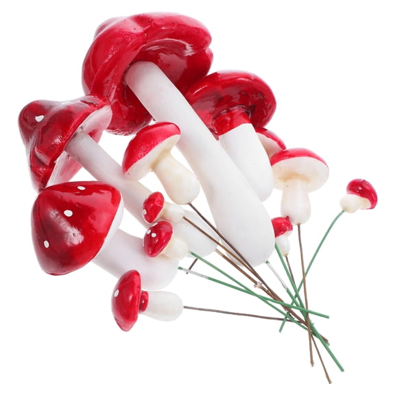 BESTYASH 33Pcs Red Foam Mushroom Picks, Realistic Mini Artificial Toadstools for Crafts, , Home Decor Display