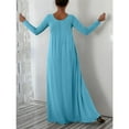 thumbnail image 4 of mfyjkho Vestidos de verano para mujer, Vestido de mujer de moda de color liso con cuello en V y manga larga, falda larga con bolsillo Vestidos de fiesta para mujer xl, 4 of 6