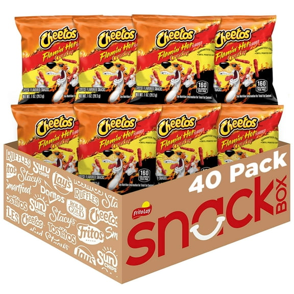 Cheetos Cheese Flavored Snacks, Flamin' Hot Crunchy, 1 Ounce (Pack of 40)