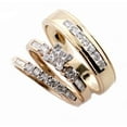 thumbnail image 2 of Lakshya Jewel LLC Trio CZ Ring Set Round Cut Bridal Set in 14K Yellow Gold Over Silver Ideal Anniversary or Wedding Gift, 2 of 4