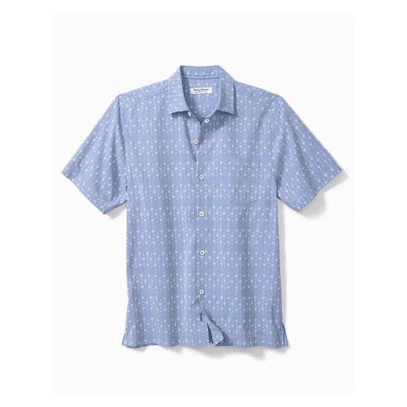 Tommy Bahama Coconut Point Geo Fronds IslandZone® Camp Shirt - Blue Splash S