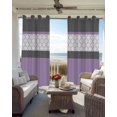 thumbnail image 4 of Purple Morocco Blackout Curtains, Light Blocking Print Window Curtains, Boho Stitching Pattern Stripes Grey Thermal Insulated Window Drapes for Living Room Kitchen Cafe 2 Panels, 84"W x 63"L, 4 of 9
