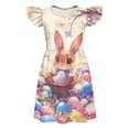 thumbnail image 4 of Cute Easter-print Dress With Small Flying Sleeves For Children Aged 3-10 In Summer, 4 of 9